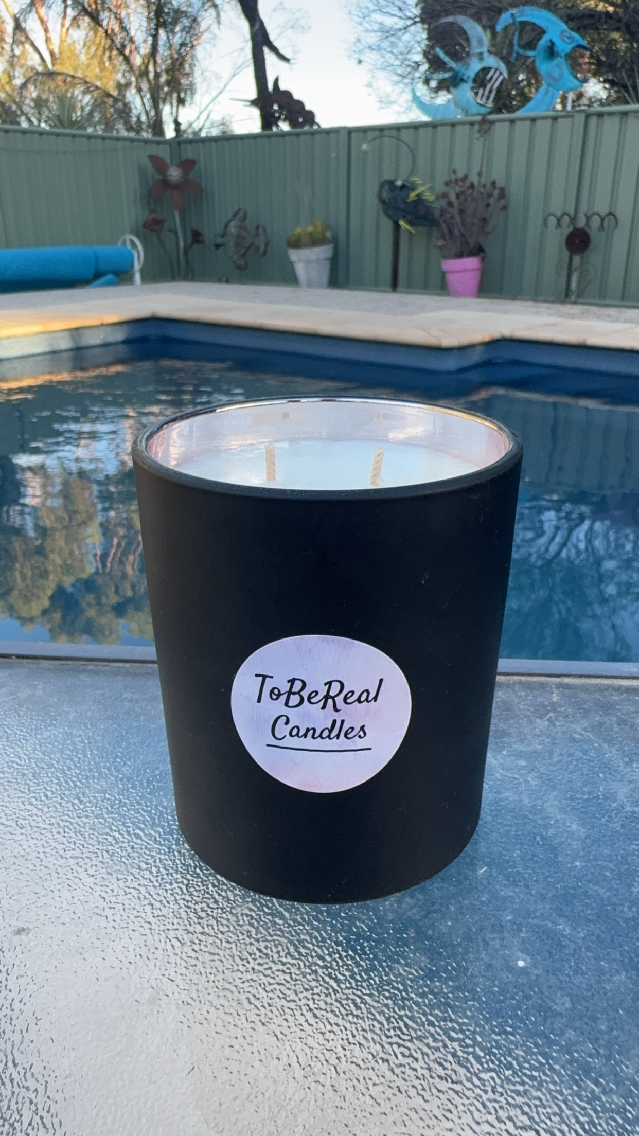 Large Black/rose gold candle